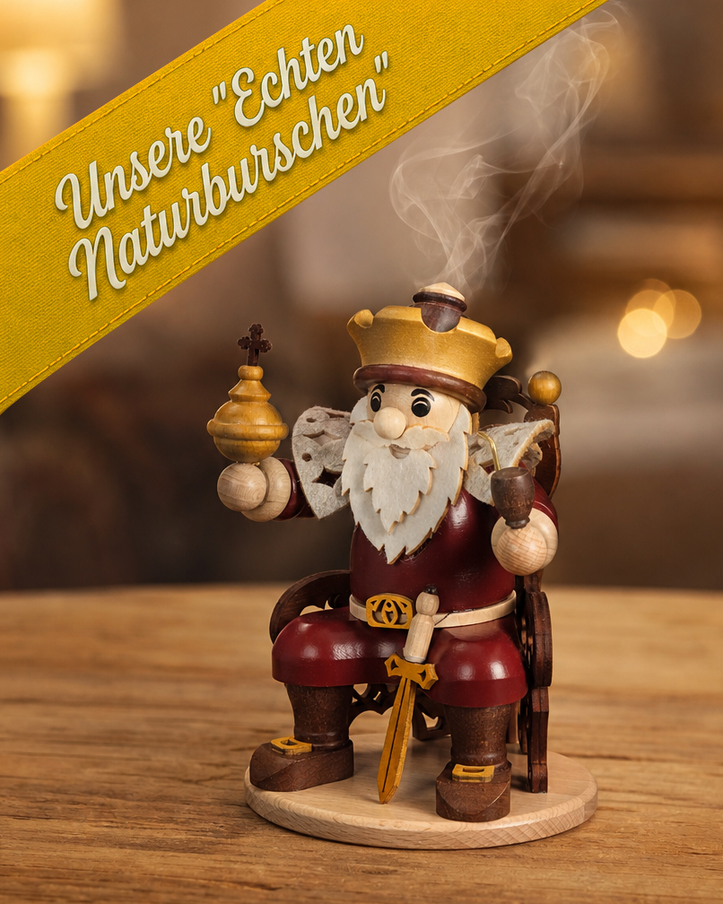 Räuchermann "König" - unsere ECHTEN "NATURBURSCHEN" - Original Erzgebirge