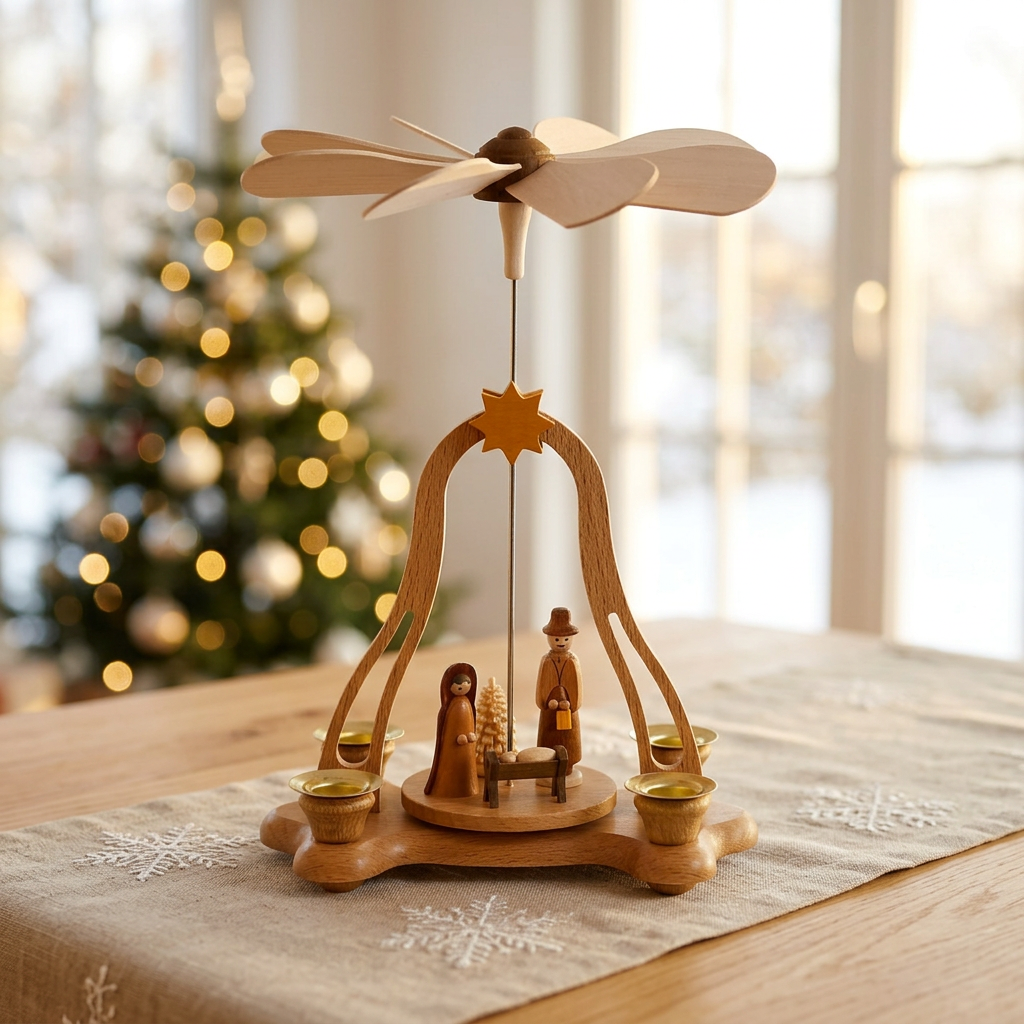 Pyramide klein Christi Geburt für vier Pyramidenkerzen - Traditionelle Handwerkskunst