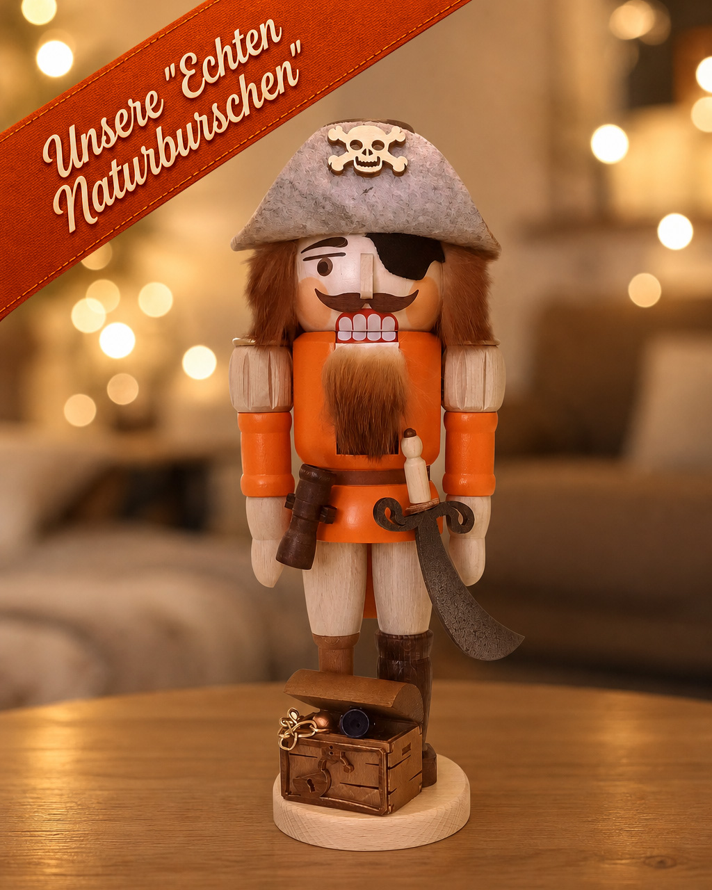 Nussknacker mittel „Pirat“ aus der Serie „Echte Naturburschen“ – Original Erzgebirge