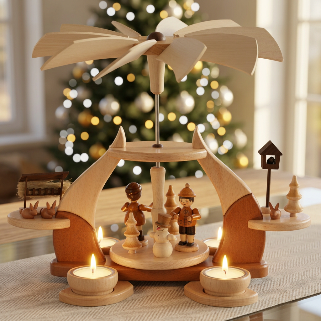 Pyramide Design "loderndes Feuer" - Original Erzgebirge Holzkunst