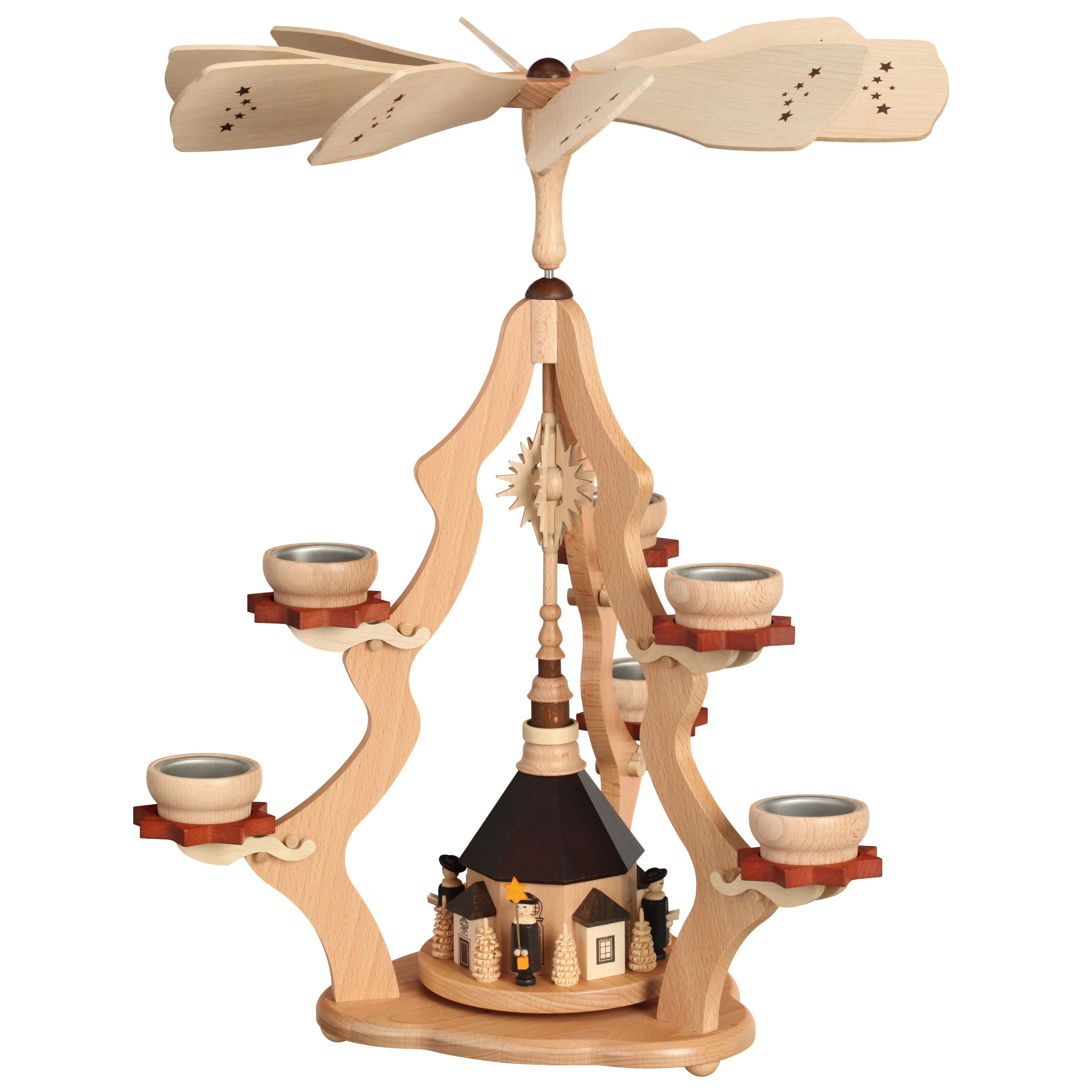 Pyramide groß mit Seiffener Kirche – Erzgebirge Holzkunst