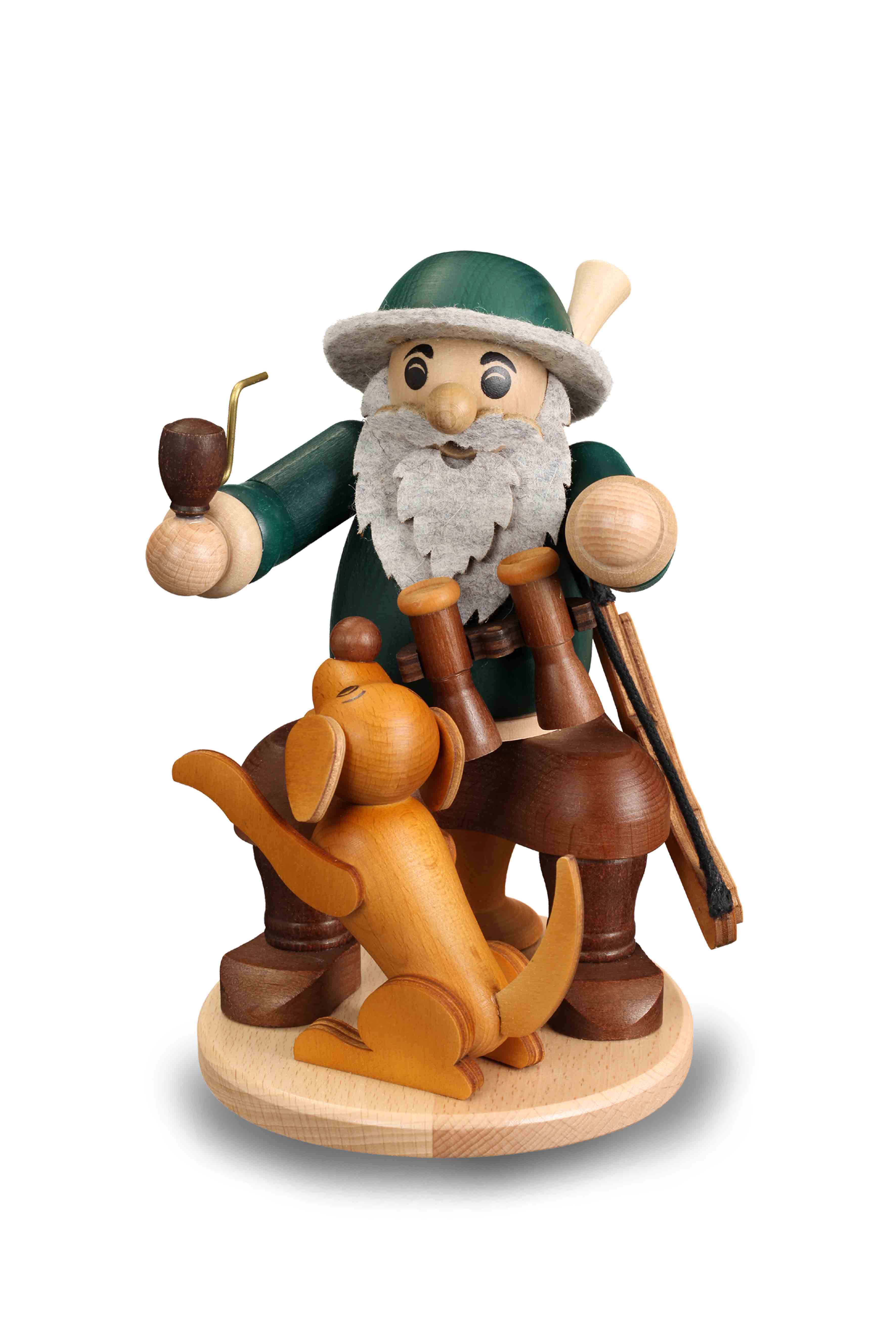 Räucherfigur "Förster mit Hund" - unsere ECHTEN "NATURBURSCHEN" - Original Erzgebirge