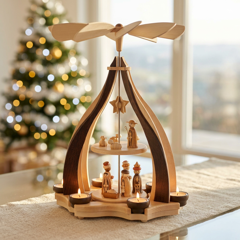 Pyramide Christi Geburt für 6 Teelichter - Original Erzgebirge