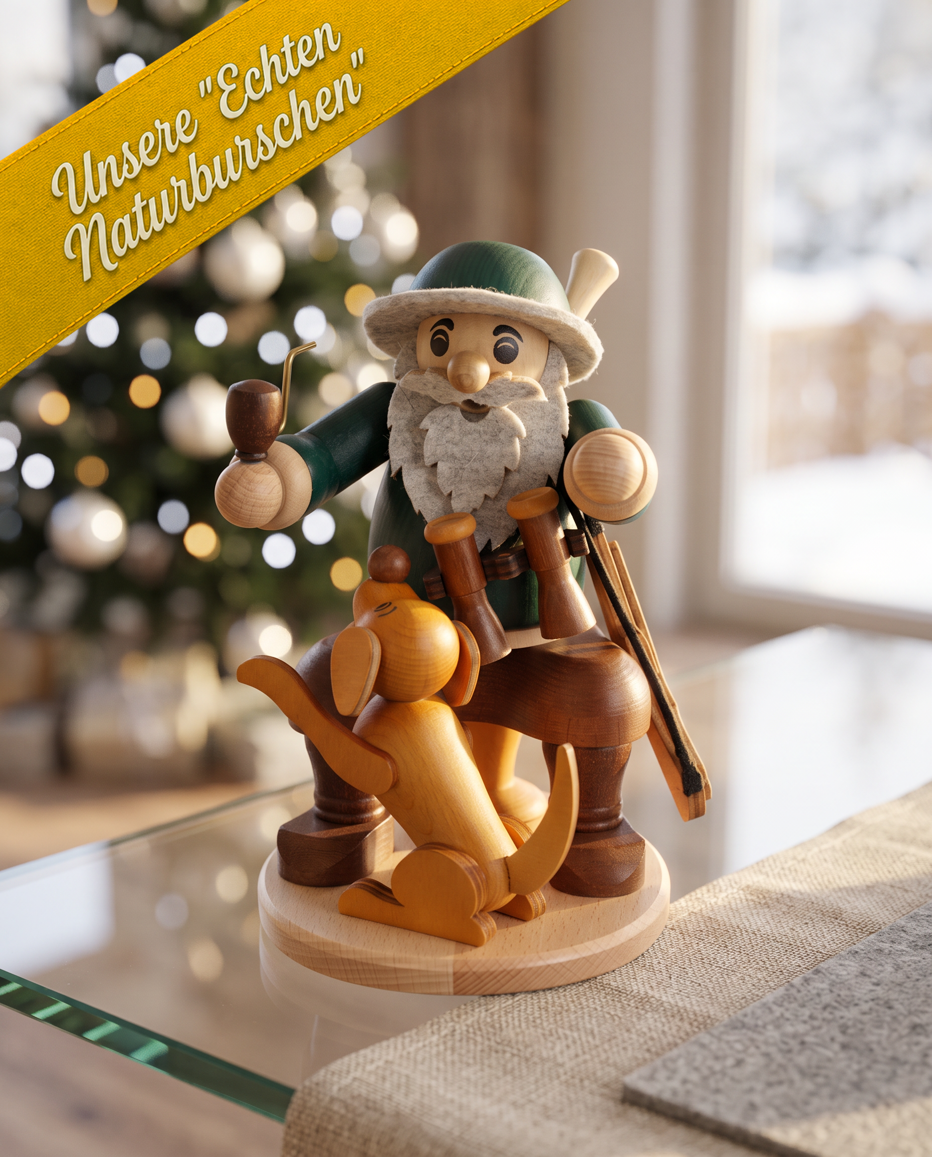 Räuchermann "Förster mit Hund" - unsere ECHTEN "NATURBURSCHEN" - Original Erzgebirge