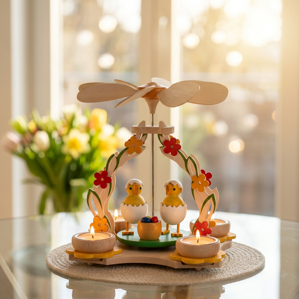 Pyramide klein mit Küken und Eierkörbchen - Original Erzgebirge