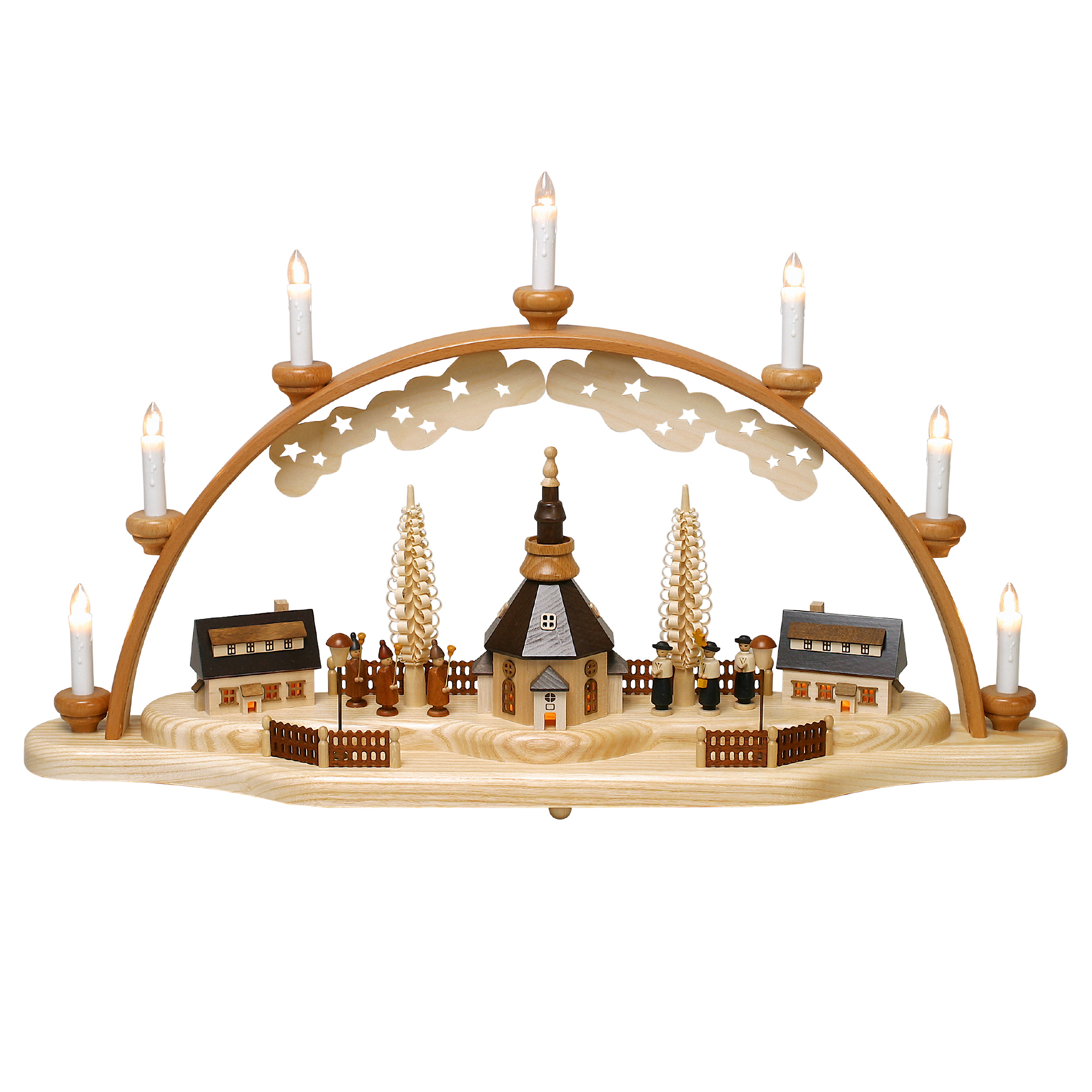 Schwibbogen SALE mit Seiffener Kirche, Kurrende und Laternenkind - Original Erzgebirge