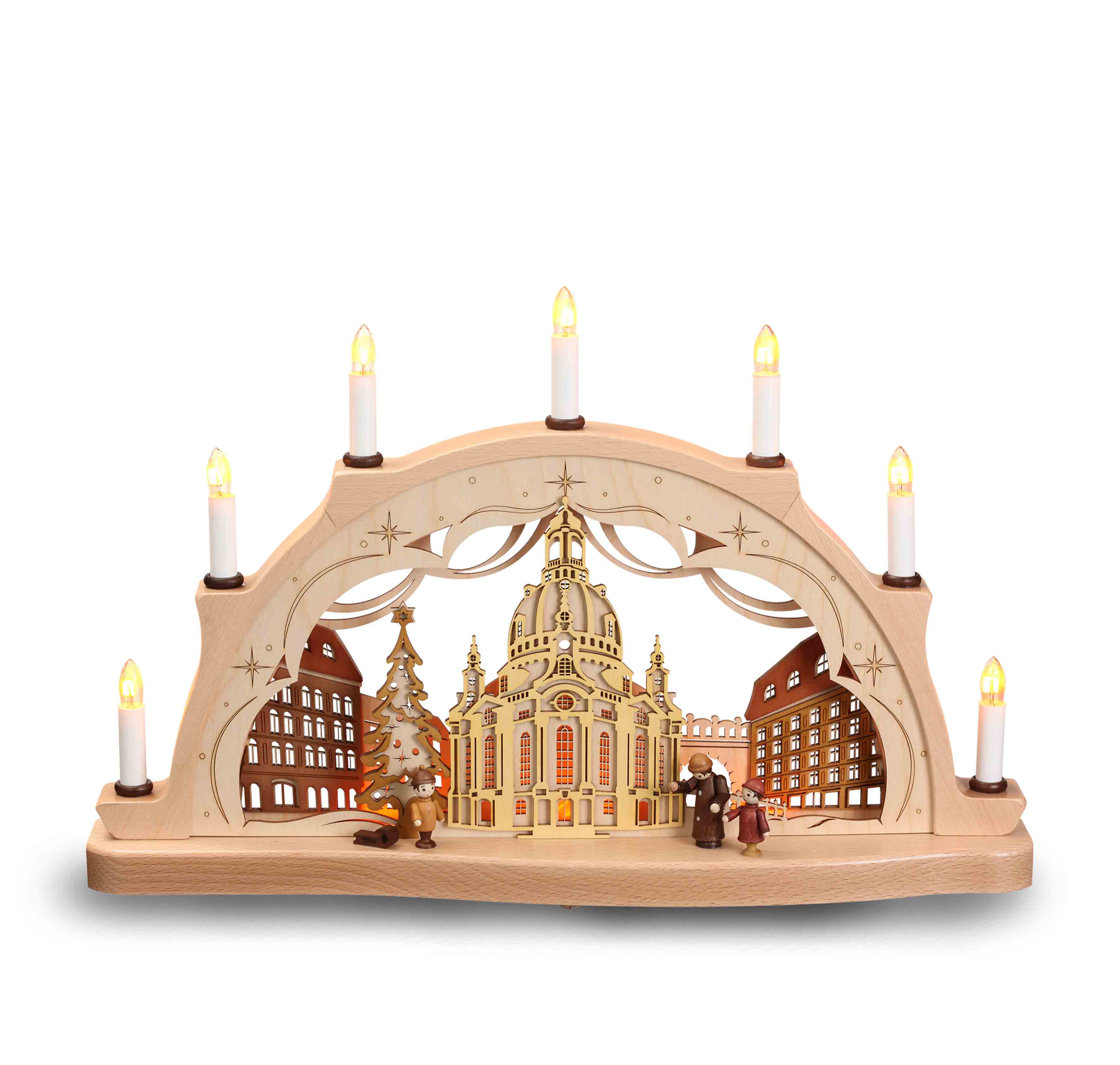 Schwibbogen mit Dresdner Frauenkirche in 3D Optik - Original Erzgebirge