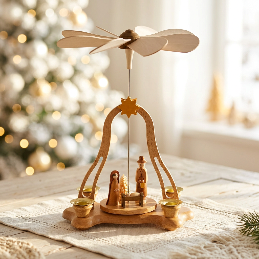 Pyramide klein Christi Geburt für vier Pyramidenkerzen - Traditionelle Handwerkskunst