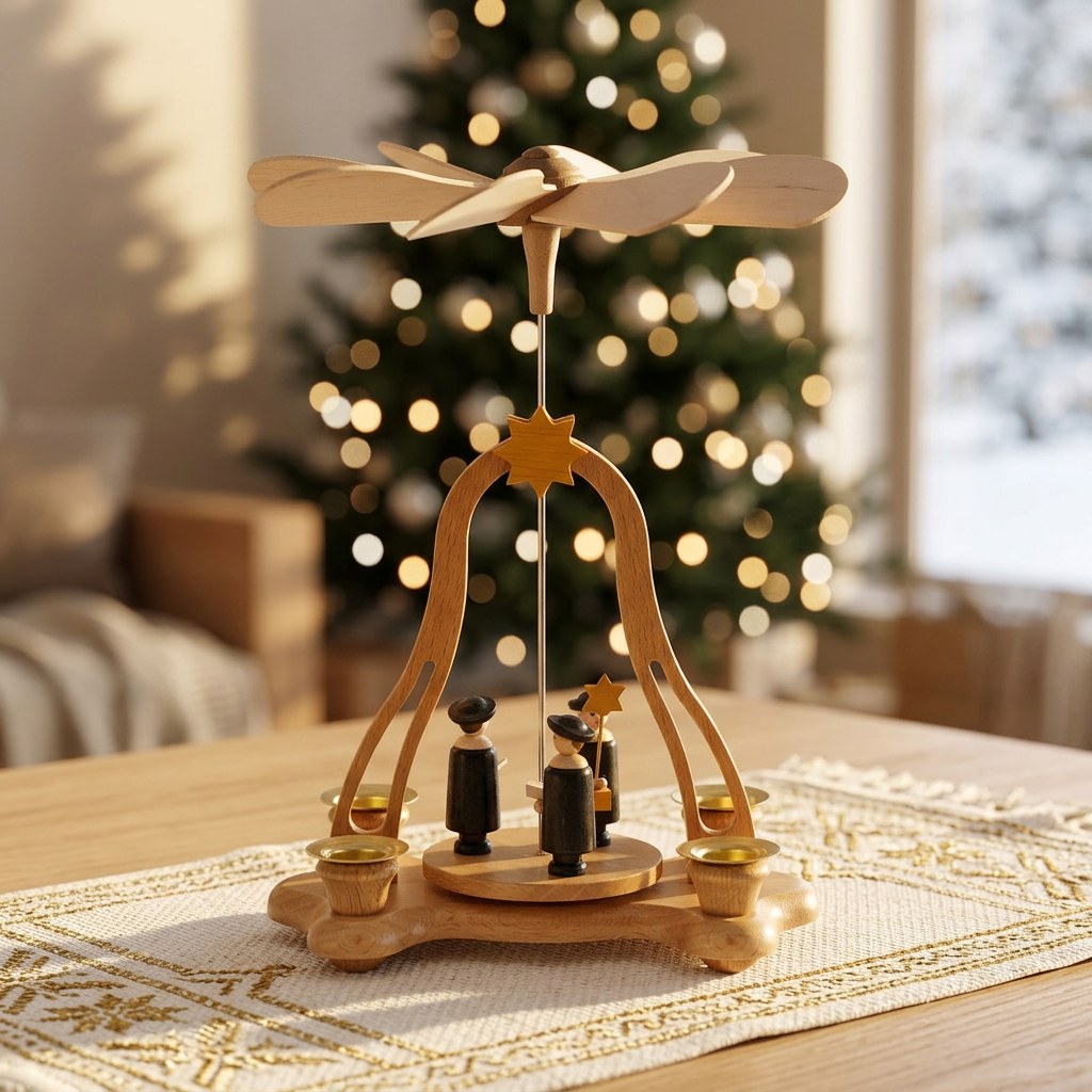 Pyramide klein "Kurrende Sänger" für 4 Kerzen  - Original erzgebirgische Holzkunst