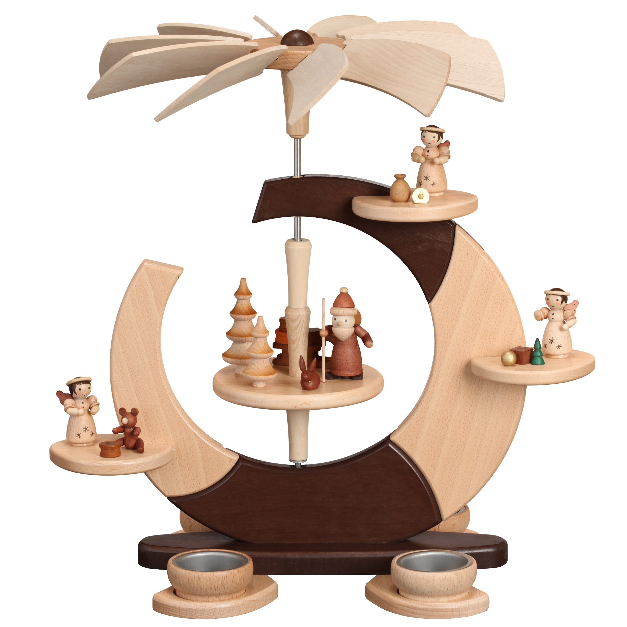 Pyramide Design "Offener Kreis" mit Weihnachtsmann und Engel – moderne Weihnachtsdekoration