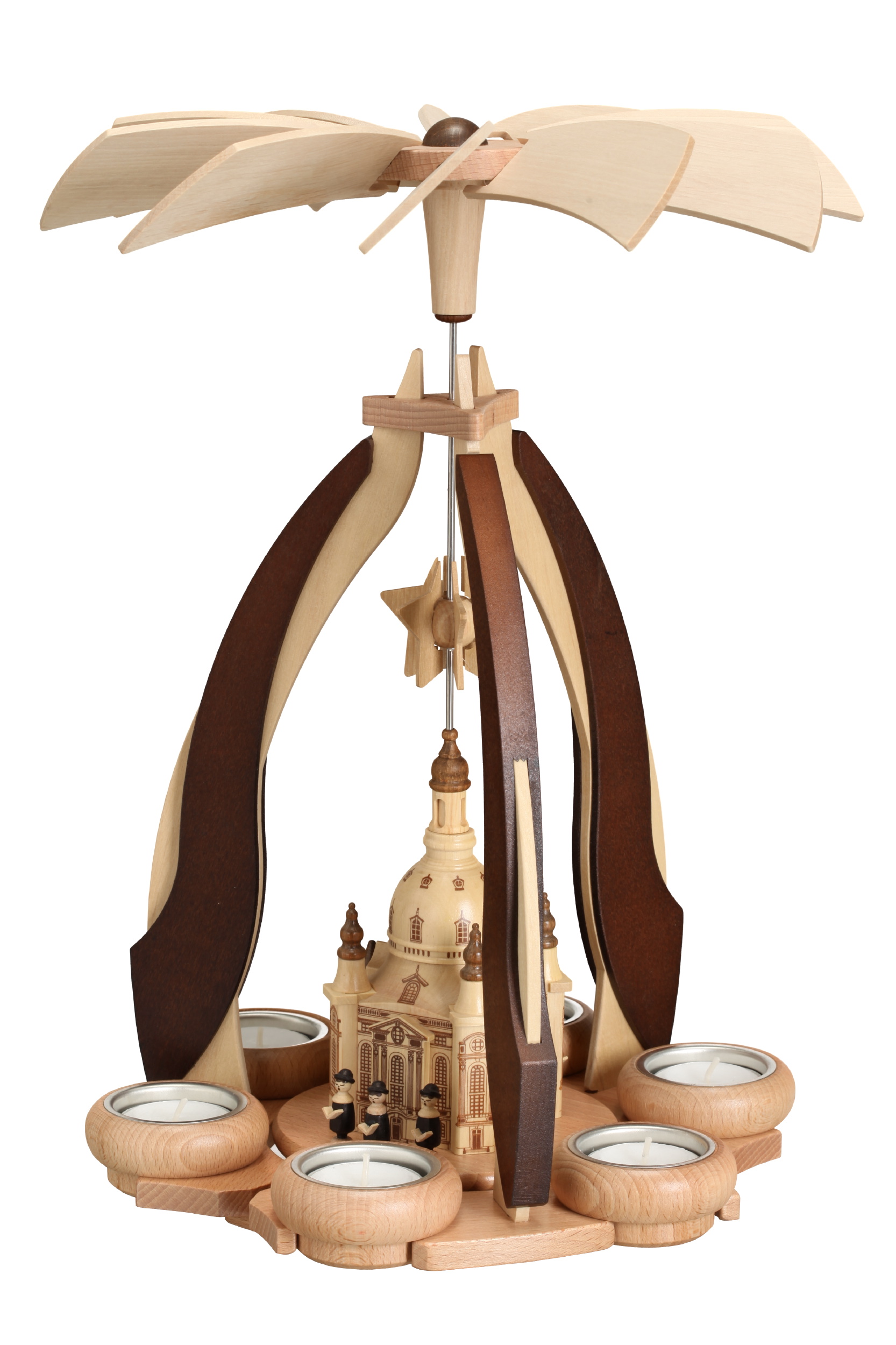 Pyramide Dresdner Frauenkirche für 6 Teelichter - Original Erzgebirge