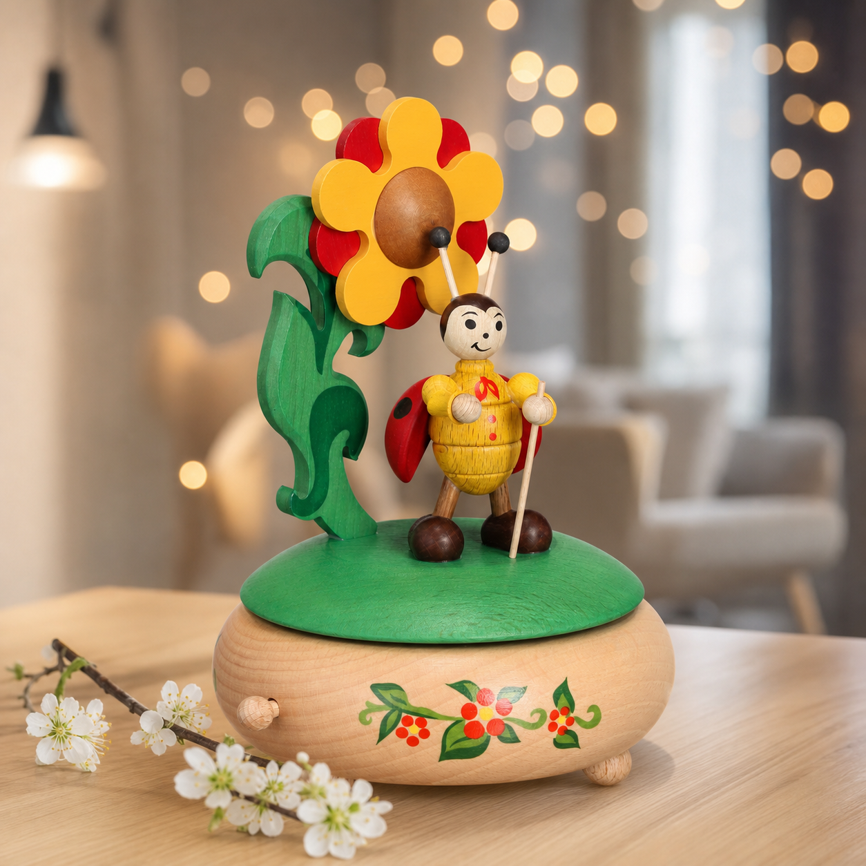 Spieldose Marienkäfer - Echt erzgebirgische Holzkunst
